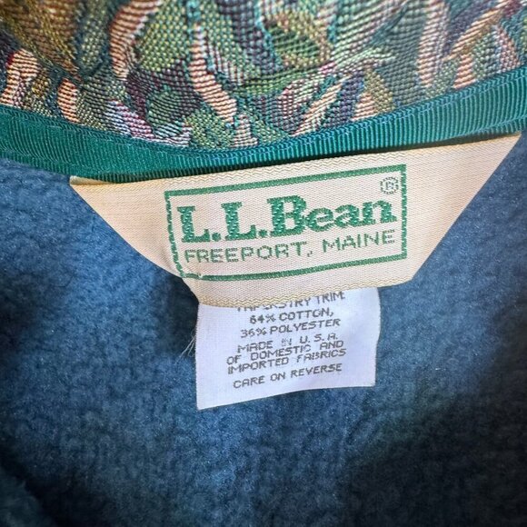 L.L. Bean Vintage 1/4 Snap Fleece Pullover Teal Blue Tapestry Trim Large #1412 - Picture 5 of 11